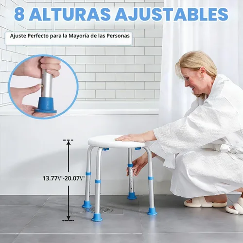 Vista 5 de SOUHEILO Silla de ducha ajustable para ducha interior, taburete de ducha redondo elegible para HSA/FSA para bañera interior, asiento de ducha sin