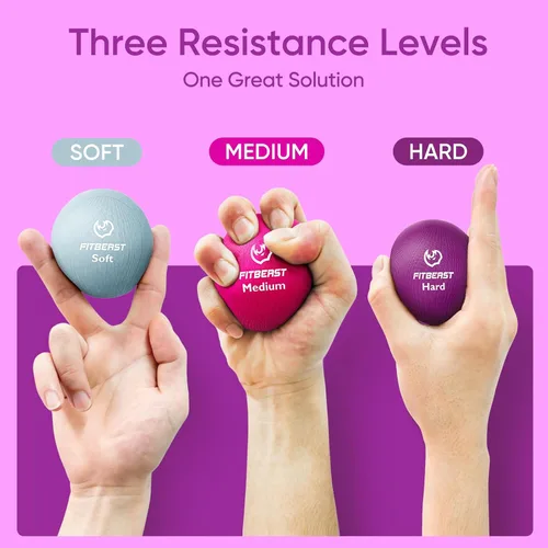 Vista 2 de FitBeast Grip Strength Trainer – 6 Pieces Hand Therapy Kit with Finger Extension Exerciser & Stress Balls for Adults, Rehab & Strength Training