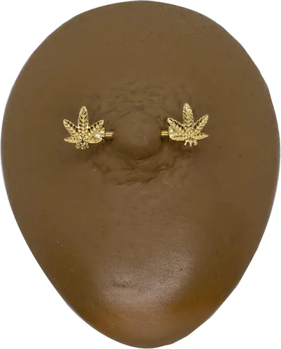 Vista 8 de Pierce2GO Piercing para pezón de marihuana de oro de 0.49oz, 2