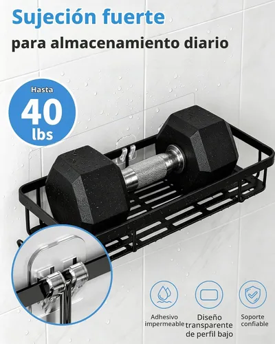 Vista 4 de COOLMI Organizador de ducha de repuesto adhesivo, paquete de 14 ganchos mixtos