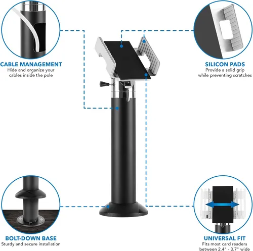 Vista 5 de Mount-It! Soporte universal para tarjeta de crédito POS para primeros lectores de tarjetas de datos VeriFone Ingenico Ancho de abrazadera