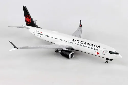 Vista 3 de Daron Skymarks Air Canada 737MAX8 1/100 con soporte de madera y engranaje
