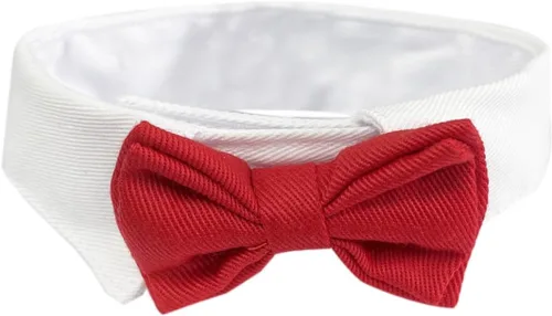 Vista 2 de Corbata de cuello ajustable formal para mascotas para perros y gatos, disfraces de aseo de boda (S, rojo)