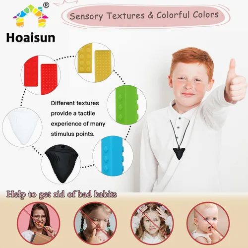 Vista 4 de Hoaisun Paquete de 14 collares masticables para niños sensoriales