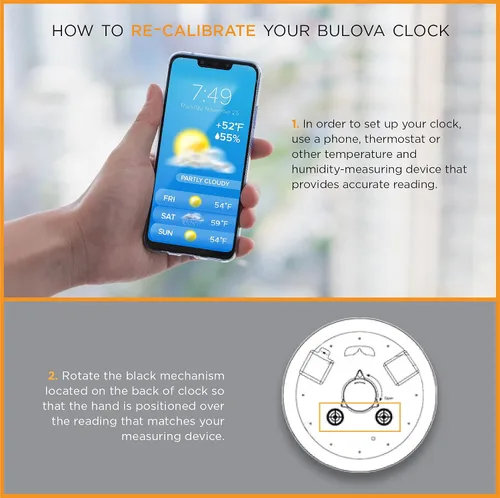 Vista 3 de Bulova Weather Master C4813 - Reloj de pared con marco de metal de bronce bruñido de 18 pulgadas con iluminación LED, termómetro e higrómetro