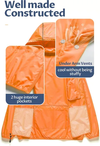 Vista 3 de CREATMO US Chaqueta impermeable plegable para hombre con capucha extraíble