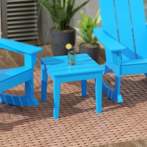 Vista 2 de WestinTrends Ashore - Mesa auxiliar Adirondack moderna para patio al aire libre, color azul pacífico Pacific Blue