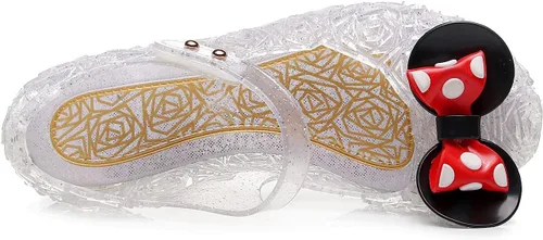 Vista 8 de Zapatos de gelatina para niñas, sandalias de cumpleaños de princesa de reina de la nieve para niñas pequeñas, sandalias azules con purpurina