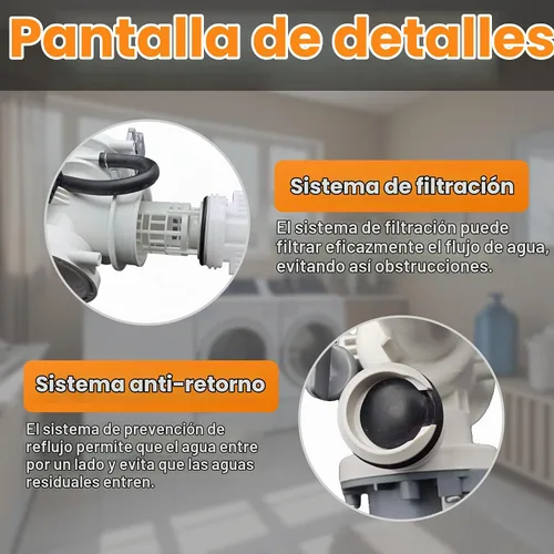 Vista 4 de Bomba de drenaje de lavadora apta para Samsung WF45B6300AP/US WF45B6300AC