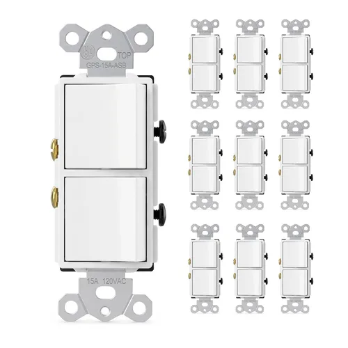 Vista 16 de Baomain Interruptor basculante dúplex de 15 Amp, 120 voltios, Interruptor combinado de CA monofólico