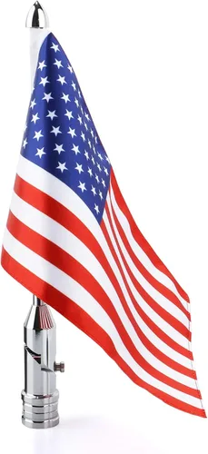 Vista 3 de GUAIMI Soporte de bandera plegable para motocicleta, asta de bandera ajustable con bandera del estado de Texas (bandera estadounidense)