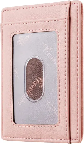 Vista 3 de Travelambo Bolsillo frontal Minimalista Cuero Slim Cartera RFID Bloqueo