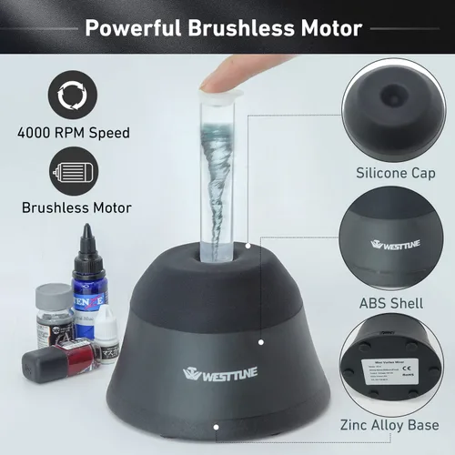 Vista 3 de Lab - Mini mezclador de vórtice, 4000 rpm, mezclador de pintura de alta velocidad y mezclador de pintura para pinturas acrílicas, esmalte de gel