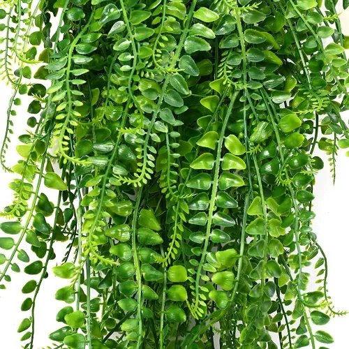 Vista 3 de Plantas colgantes artificiales, paquete de 2 helechos colgantes falsos, hiedra falsa, helecho de Boston, plantas colgantes al aire libre resistentes