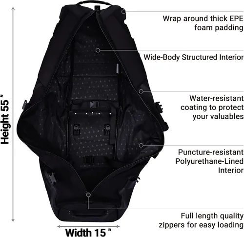 Vista 7 de ASK ECHO Locklink StableRoller - Bolsa de viaje de golf con sistema de balanceo de 4 ruedas, patas de soporte extensibles