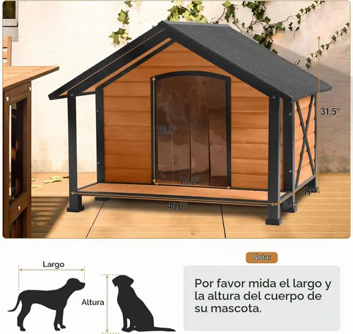 Vista 5 de Casa para perros para exteriores e interiores, perrera para invierno, refugio aislado para cachorros para perros pequeños, medianos y grandes, marco