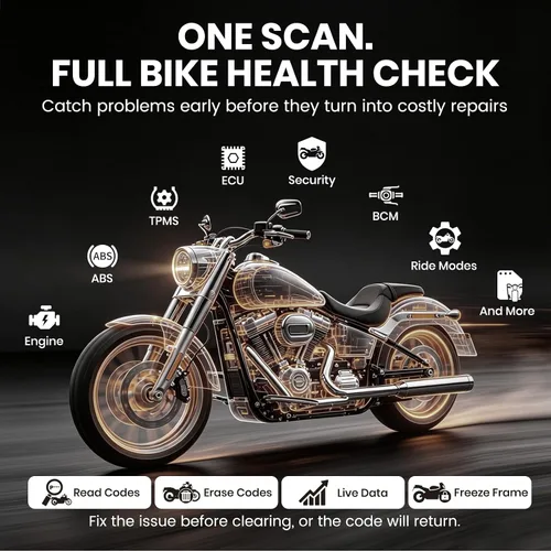 Vista 5 de ANCEL Escáner de motocicleta MT500 PRO, herramienta de diagnóstico OBD2 de sistema completo con reinicio de servicio rápido y programación avanzada