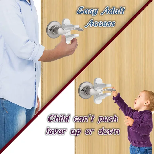 Vista 4 de Paquete de 2 – Cerradura de seguridad para bebés – A prueba de bebés – Evita que los niños pequeños abran puertas con una cerradura de manija