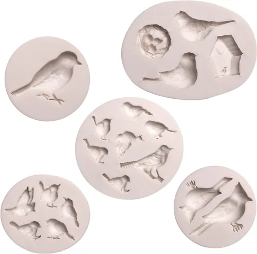 Vista 9 de Cardinals Birds - Moldes de silicona de chocolate, 5 paquetes de moldes de fondant de pájaros para decoración de pasteles de baby shower, decoración