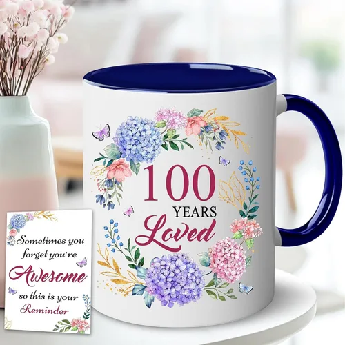 Vista 2 de Regalos de cumpleaños número 100 para mujeres, regalo de cumpleaños de 1926 para ella, taza de 100 años amados, regalo para mujeres que cumplen 100