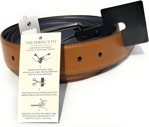 Vista 3 de Michael Kors Cinturón de vestir reversible de cuero de PVC cortado para hombre, marino