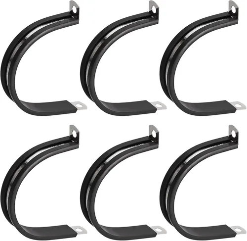 Vista 32 de uxcell Abrazadera de tubo de acero inoxidable en forma de R de 1-1/2 pulgadas (1.496 in) con aislamiento acolchado de goma