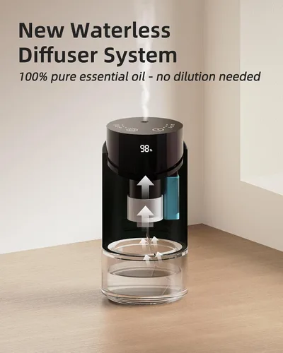 Vista 5 de Difusor de aceite esencial sin agua para aromaterapia para el hogar, habitación grande, automóvil, oficina, escritorio, mini ambientador inalámbrico