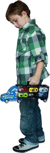Vista 6 de 7pc Go Truckin Semi Truck Toy Diecast Race Car Carrier Set