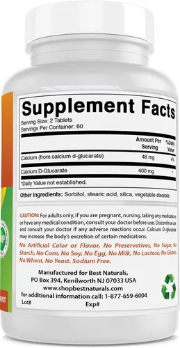 Vista 5 de Best Naturals D-glucarato de calcio 200 mg 120 comprimidos