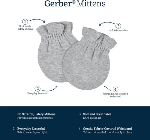 Vista 5 de Gerber Conjuntos unisex de gorro y manoplas para bebé