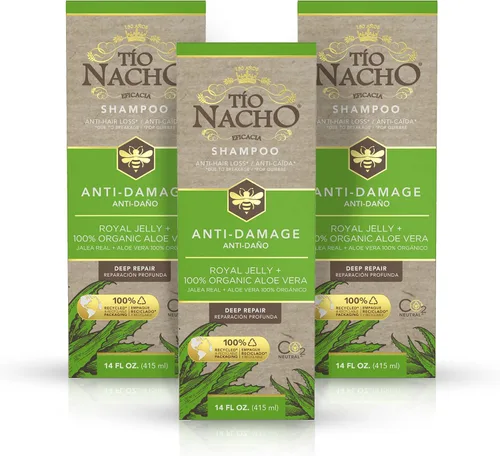 Vista 10 de Tio Nacho Champú reparador profundo de aloe vera: Aloe Vera orgánico y jalea real para reparación y protección del cabello, enriquecido