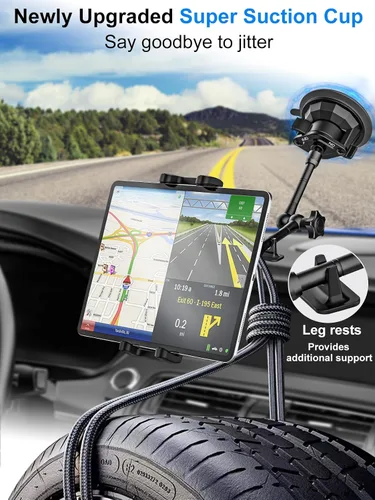 Vista 5 de Soporte para tablet para parabrisas de salpicadero de automóvil, [súper ventosa] para iPad soporte de automóvil, soporte de tableta resistente