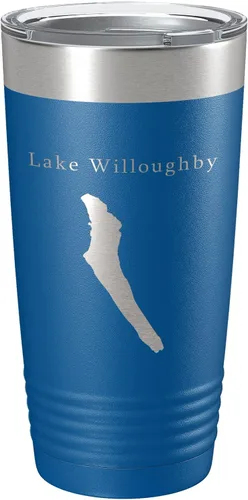 Vista 17 de Lake Willoughby Map Tumbler Travel Mug Insulated Laser Engraved Coffee Cup Vermont 20 oz Black