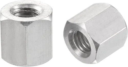 Vista 7 de uxcell Tuerca de acoplamiento hexagonal métrica de acero inoxidable 304 M5 x 0.8 de paso de 0.394 in de longitud, paquete de 5