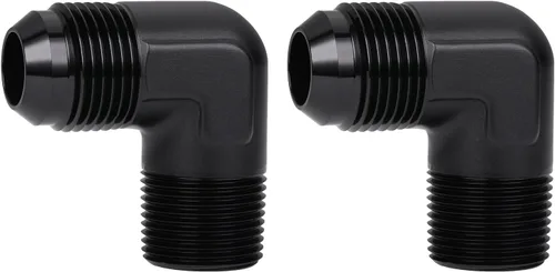Vista 17 de 3AN macho Flare a 1/4 NPT tubo macho 90 grados codo adaptador unión aluminio negro
