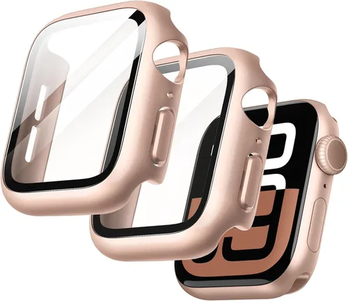 Vista 20 de JETech Funda para Apple Watch SE 3/2/1, Series 6/5/4 de 1.575 in, color negro con protector de pantalla, vidrio templado incorporado, alta