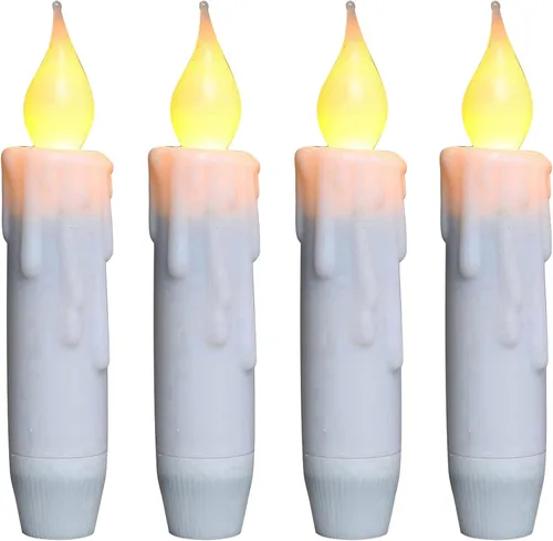 Vista 12 de CVHOMEDECO. Velas cónicas parpadeantes LED, velas sin llama con goteo, operadas por batería con temporizador, blancas, 4-3/4 pulgadas, juego de 2