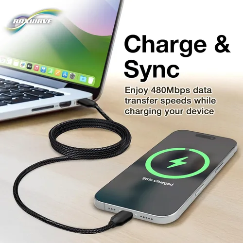 Vista 3 de BoxWave Cable compatible con Elgato Stream Deck MK.2 - Cable DirectSync PD (3 pies), USB-C a USB-C (100 W), cable trenzado tipo C de carga