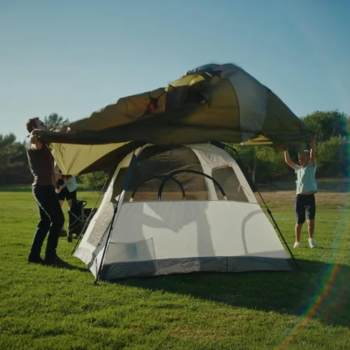 Vista 5 de Night Cat Tienda de campaña tipo cabaña con vestíbulo: Tienda de 3 personas, de armado automático, de doble capa, impermeable, montaje rápido y fácil
