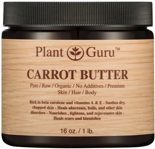 Vista 2 de Mantequilla de zanahoria 4 oz. 100% pura cruda fresca natural prensada en frío. Hidratante para la piel, cuerpo y cabello, cremas de bricolaje