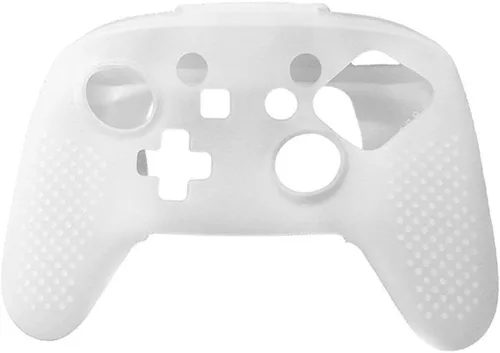 Vista 4 de Cubierta de piel de partícula con tachuelas de silicona suave para Nintendo Switch Pro Controller blanco y negro