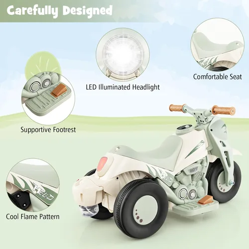 Vista 5 de Costzon Motocicleta Infantil, Motocicleta Eléctrica de 6V con Pilas, con Fabricante de Burbujas, Música, Faro LED, Hacia Adelante y Hacia Atrás
