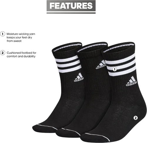 Vista 2 de adidas Calcetines de 3 rayas para mujer (3 pares) con compresión de arco