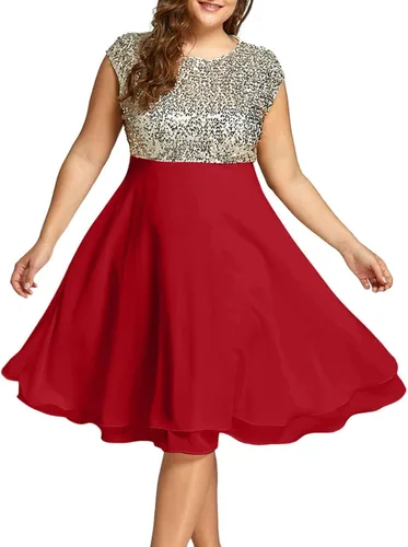 Vista 2 de SexyDresses for Women Date Night Size Round Neck Chiffon Sequin Zipper Zipper Cocktail Dresses for Women 2023