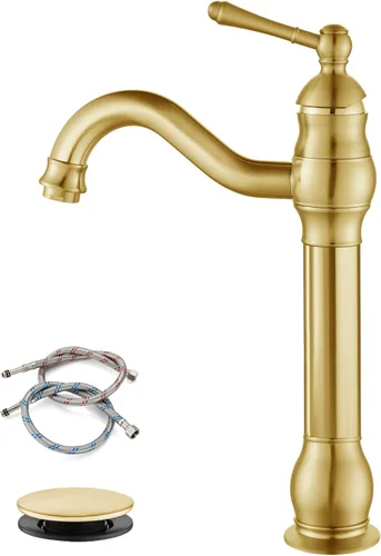 Vista 18 de gotonovo Grifo para lavabo de recipiente, boquilla giratoria 360°, grifo de baño de una sola manija, alto, 1 agujero, lavabo de granja, grifo