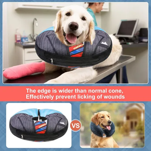 Vista 3 de BEAUTYZOO Alternativa al cono para perro después de la cirugía para perros grandes, medianos y pequeños, collar de cono inflable suave para perros