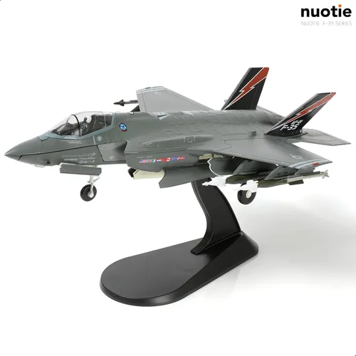 Vista 3 de NUOTIE 1/72 F-35A Lighting II Avión de combate Modelo de avión de combate Fuerza Aérea de los Estados Unidos AF-01 avión fundido a presión