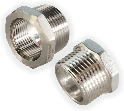 Vista 11 de 2 piezas de buje hexagonal reductor de acero inoxidable 304, NPT macho de 1/2" a NPT hembra de 1/4" (1/2"MNPT - 1/4"FNPT) accesorio de tubería buje