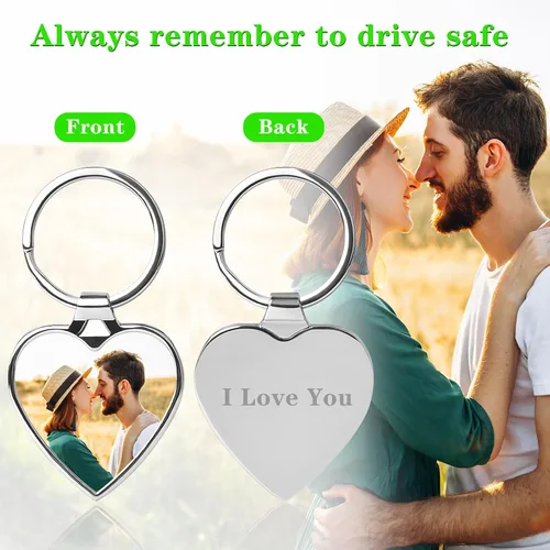 Vista 4 de HYPERFOLD Llavero personalizado de doble cara con imagen, grabado personalizado, texto fotográfico, regalos personalizados para hombres, novio