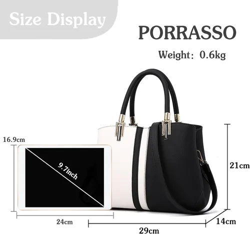 Vista 3 de PORRASSO Bolso de mujer Moda Top Handle Bolsos Señoras Tote Bolso de hombro Mujer